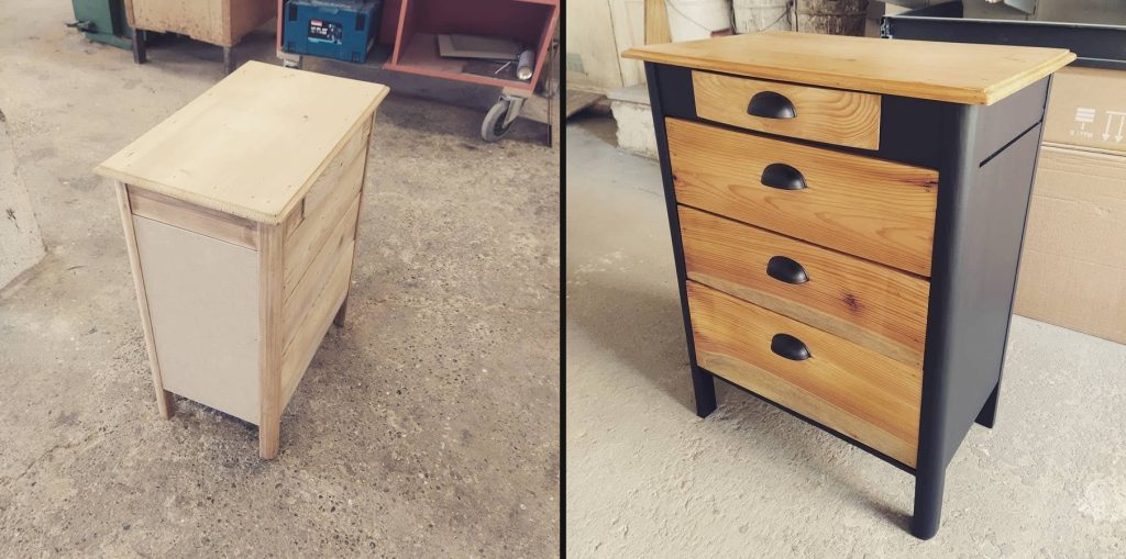 Relooking de meuble commode après transformation artisanale Alsace